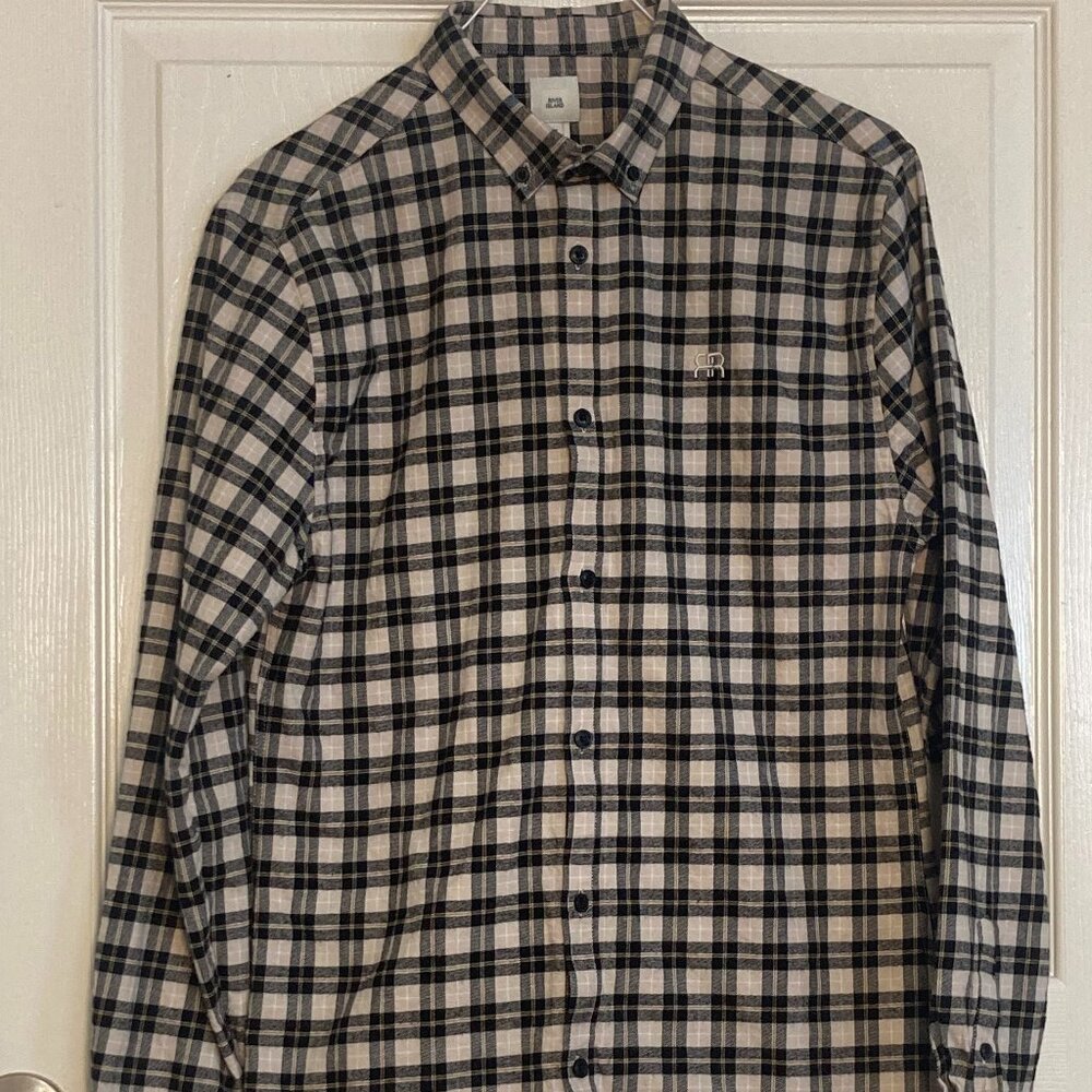 Men's flannel shirt by River Island black/tan sze Medium
